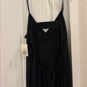 NWT Summer Black Maxi Ruffle Open Back XL Dress with Adjustable Straps